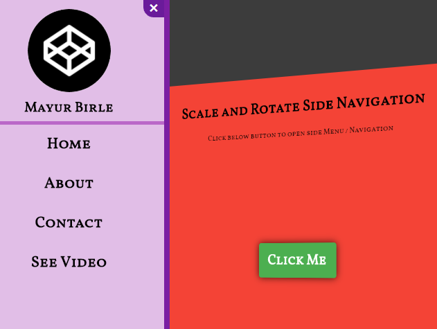CSS Side Menu/Navigation (Push & Rotate)